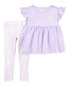 Toddler 2-Piece Lemon Tulle Top & Legging Set - Purple, image 1 of 3 slides