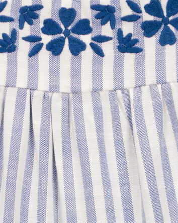 Toddler Striped Linen Look-Alike Flutter Sleeve Romper, 