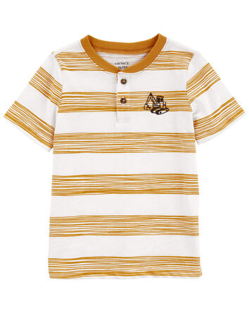 Baby Construction Striped Henley Tee, 