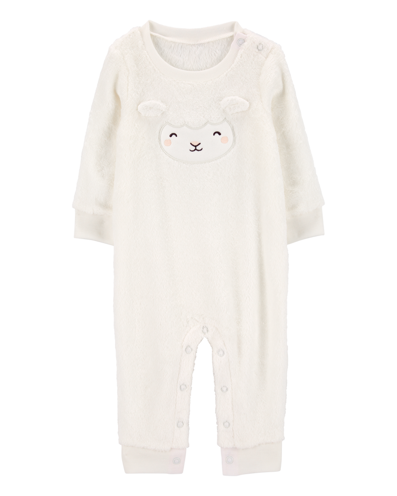 Baby Sheep Fuzzy Jumpsuit, image 1 of 3 slides