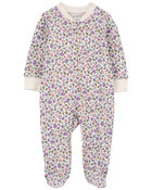Baby Floral 2-Way Zip Cotton Sleep & Play Pajamas, image 1 of 5 slides