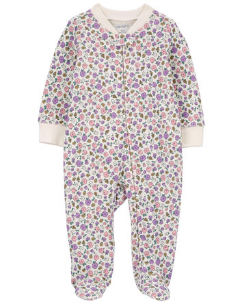 Baby Floral 2-Way Zip Cotton Sleep & Play Pajamas, 