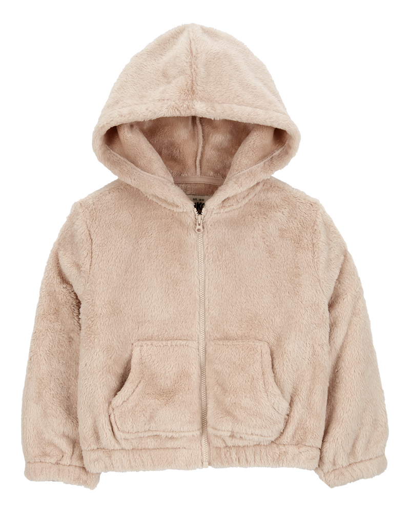 Toddler Velour Zip-Up Jacket - Brown, image 1 of 3 slides