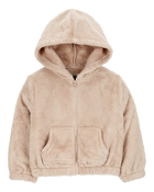 Toddler Velour Zip-Up Jacket - Brown, image 1 of 3 slides