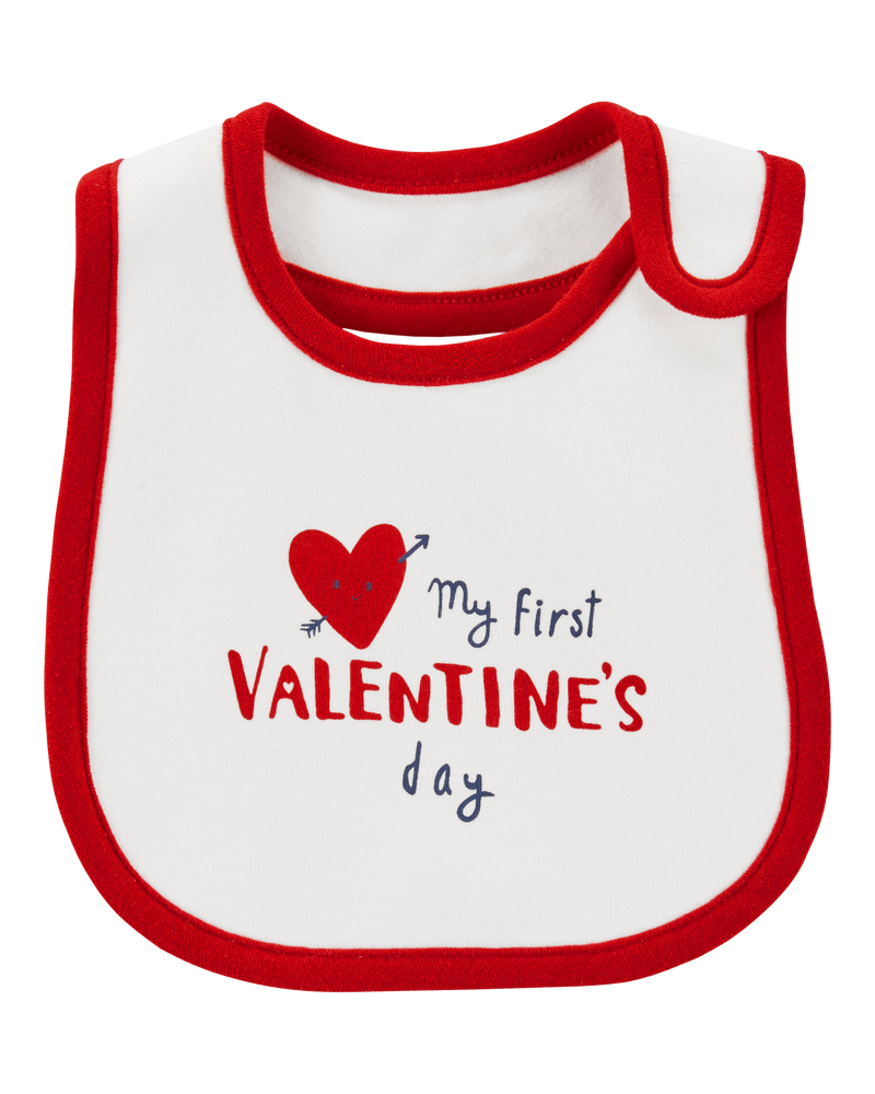 Baby My First Valentine's Day Teething Bib, image 1 of 3 slides