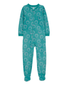 Kid 1-Piece Smiley Face Fleece Footie Pajamas, image 1 of 4 slides