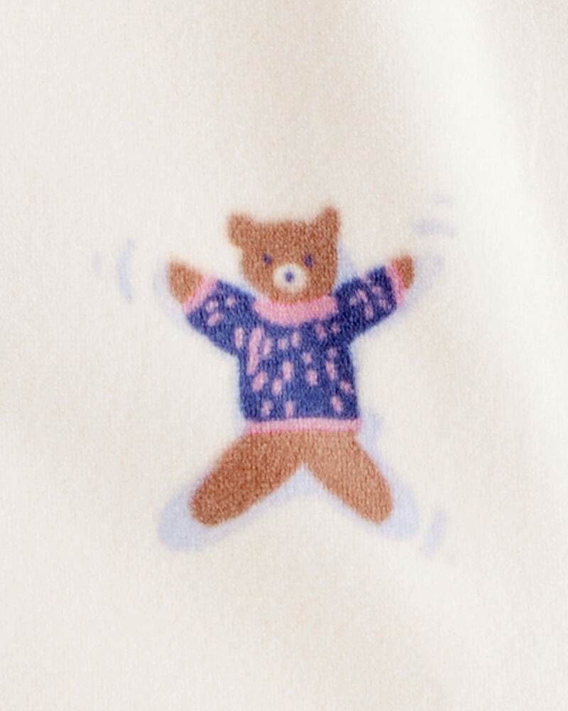 Toddler Girl Snow Animals Loose Fit Long-Sleeve 2-Way Zip 1-Piece Pajamas - Ivory, image 3 of 4 slides