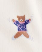 Toddler Girl Snow Animals Loose Fit Long-Sleeve 2-Way Zip 1-Piece Pajamas - Ivory, image 3 of 4 slides