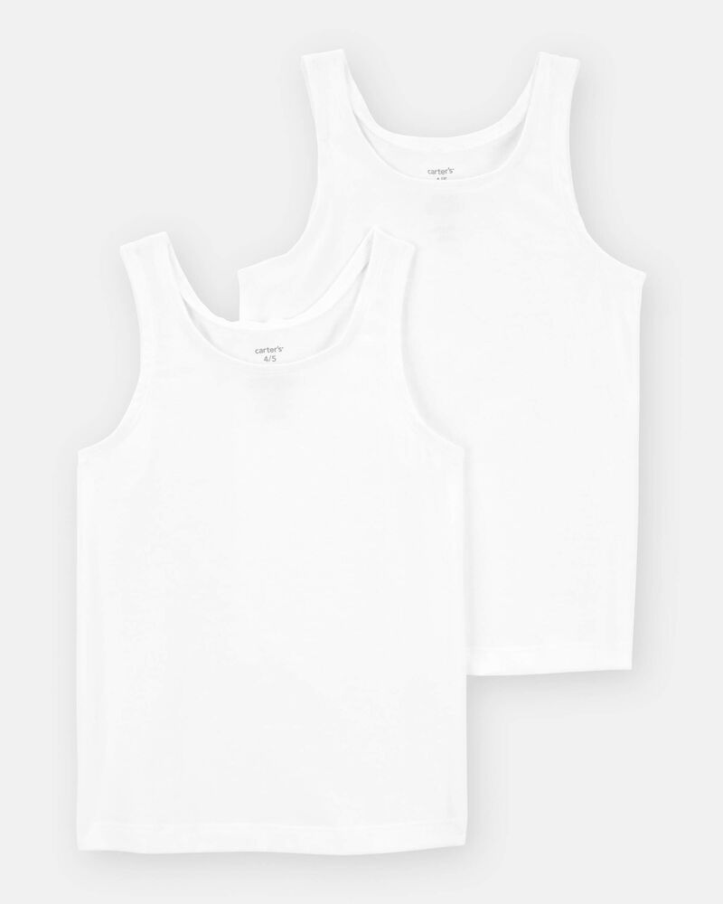 Girls 2-Pack Tank Undershirts - White, image 1 of 2 slides