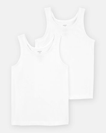 Girls 2-Pack Tank Undershirts - White, 