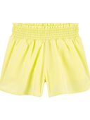 Yellow - Kid Smocked Shorts in Moisture Wicking Active Fabric