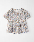 Toddler Organic Cotton Floral Print Woven Top, image 1 of 5 slides
