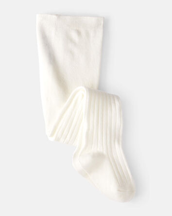 Toddler Girl Rib Tights - White, 
