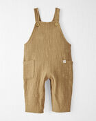 Baby Organic Cotton Textured Gauze Overalls in Light Maple, image 2 of 6 slides