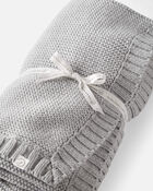 Organic Cotton Textured Knit Blanket in Gray, image 2 of 4 slides