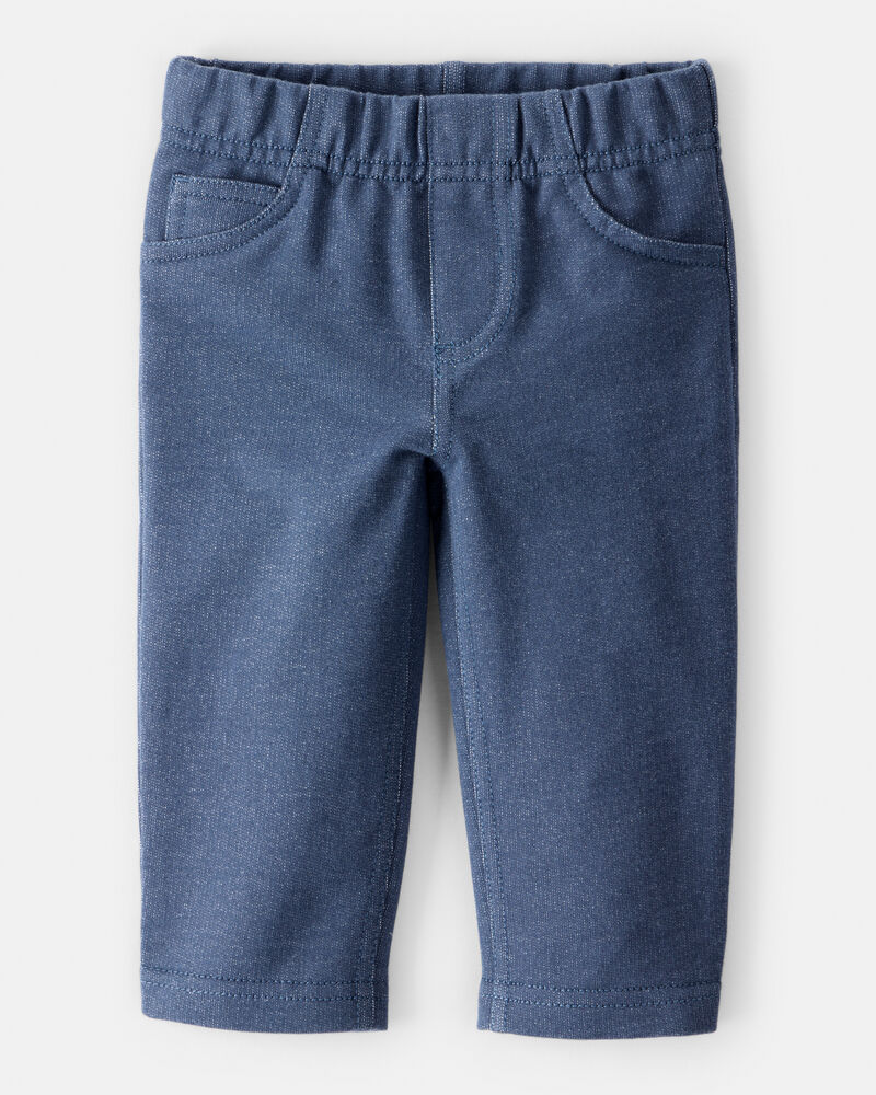 Baby Boy 100% Cotton Pull-On Pants - Blue, image 1 of 4 slides