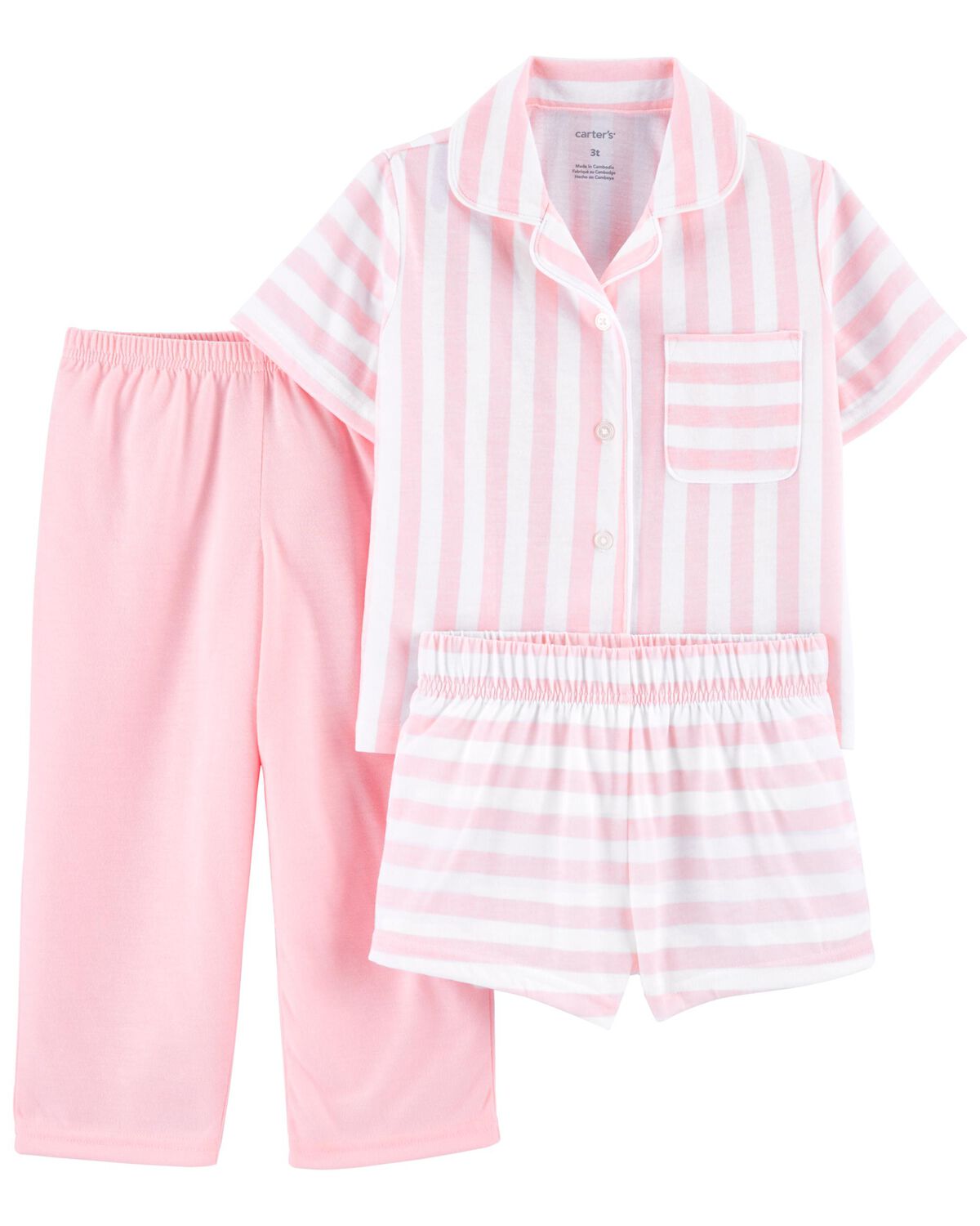 Pink Toddler 3-Piece Coat-Style Loose Fit PJs | carters.com