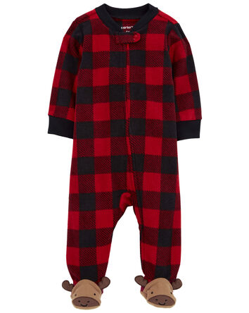 Baby Plaid Fleece Zip-Up Footie Sleep & Play Pajamas, 