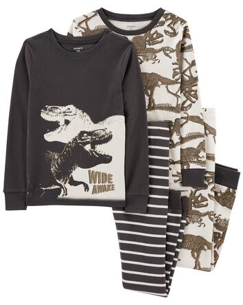 Kid 4-Piece Dinosaur 100% Snug Fit Cotton Pajamas, 