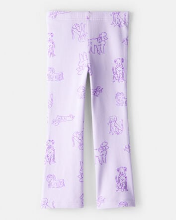 Toddler Girl Dog Print Flare Pull-On Stretch Leggings - Purple, 