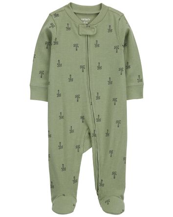 Baby Palm Tree 2-Way Zip Cotton Sleep & Play Pajamas, 