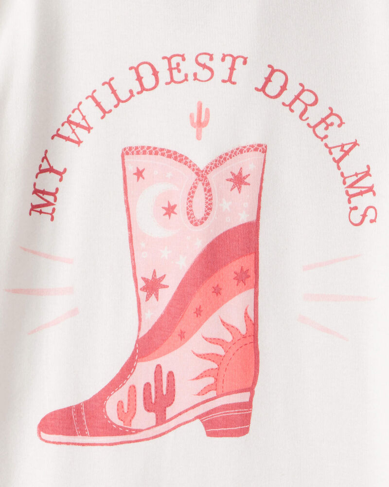 Girls Cowgirl Print 100% Cotton Long-Sleeve Snug Fit 4-Piece Pajamas - Pink, image 2 of 5 slides