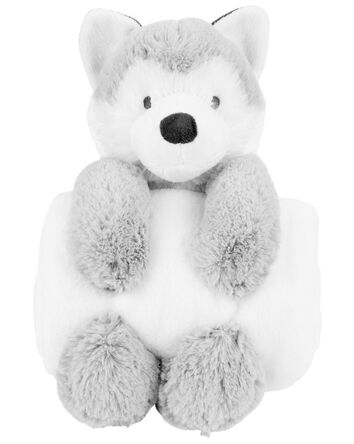 Husky Plush Stuffed Animal & Blanket Set, 
