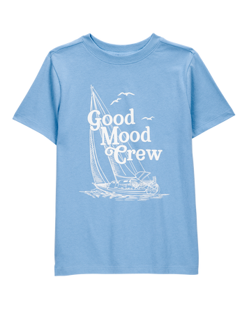Kid Good Mood Crew Short-Sleeve Graphic Tee - Blue, 