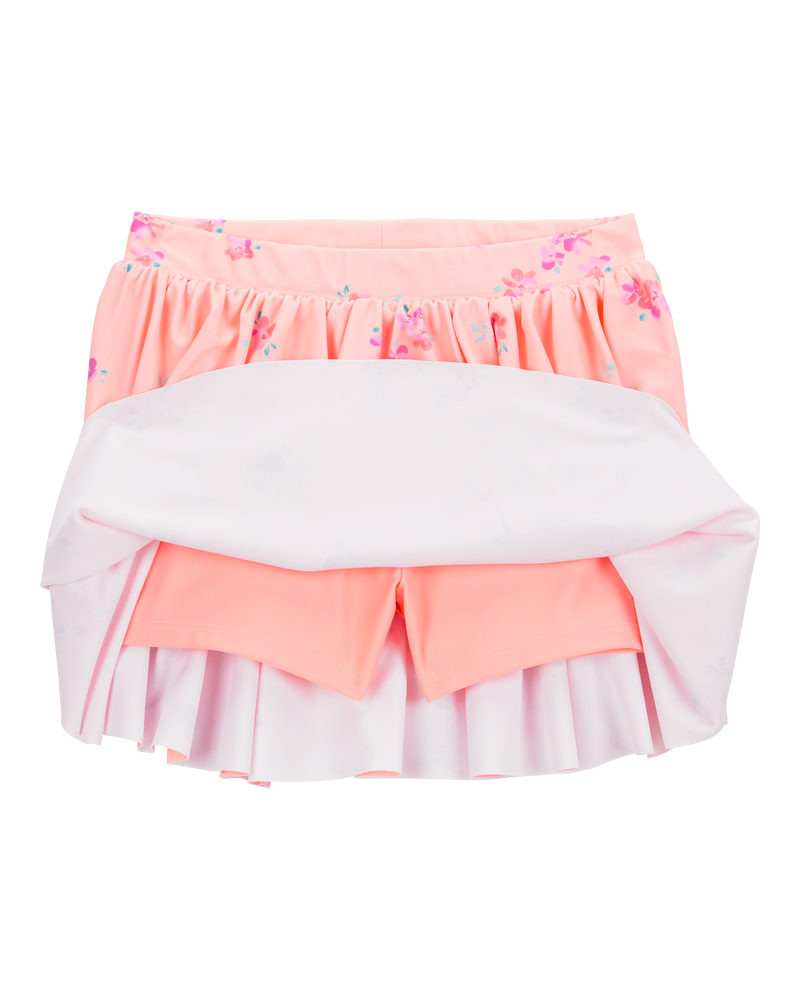 Toddler Floral Active Pull-On Skort - Orange, image 2 of 4 slides