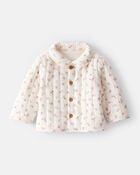 Baby Girl Floral Quilted Sweater - Cream, image 1 of 4 slides