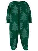 Green - Baby Christmas Tree Snap-Up Cotton Sleep & Play Pajamas