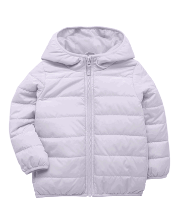 Toddler Packable Hooded Puffer Jacket - Purple, 