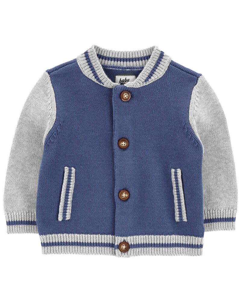 Baby Sweater Knit Varsity Jacket, image 1 of 4 slides