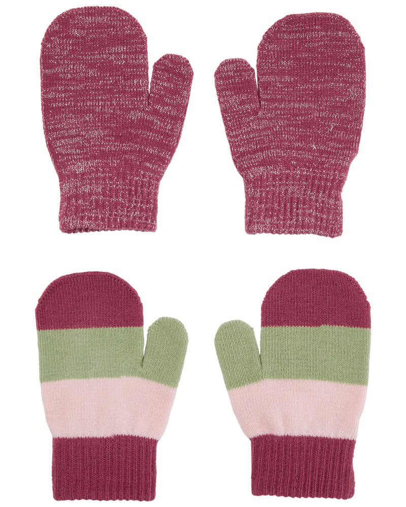 Toddler 2-Pack Striped Mittens, image 1 of 2 slides