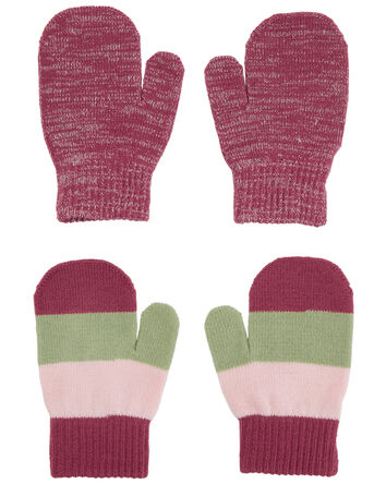 Toddler 2-Pack Striped Mittens, 