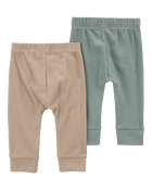 Baby 2-Pack Pull-On Drop Needle Pants, image 2 of 5 slides