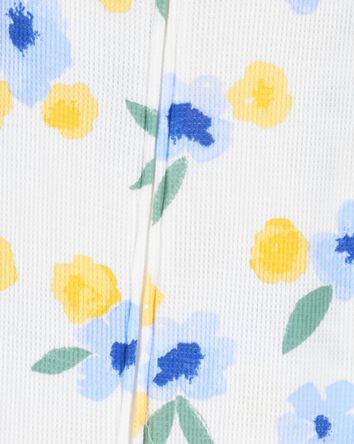 Baby Floral Waffle Knit Footie 1-Piece Pajamas, 