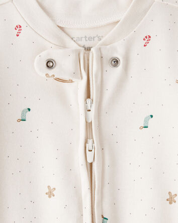 Baby Mini Christmas 100% Cotton Sleep & Play Pajamas - Cream, 