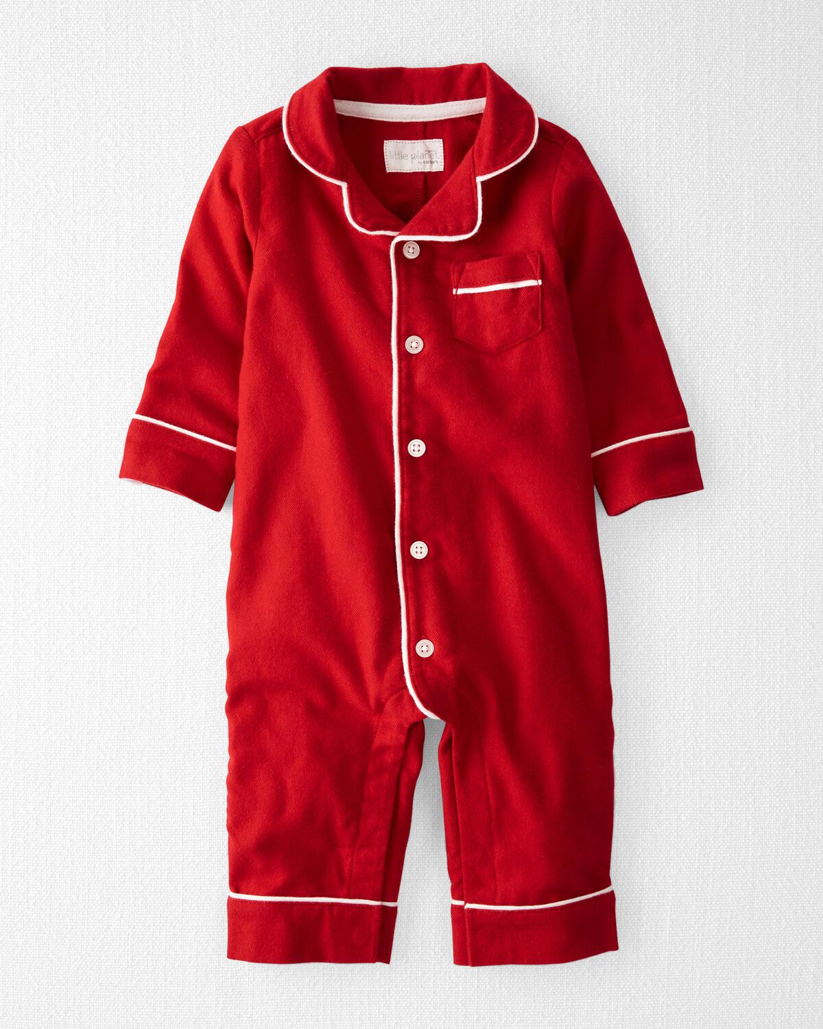 Perfect Red Baby 1Piece Organic Cotton Coat Style Pajamas