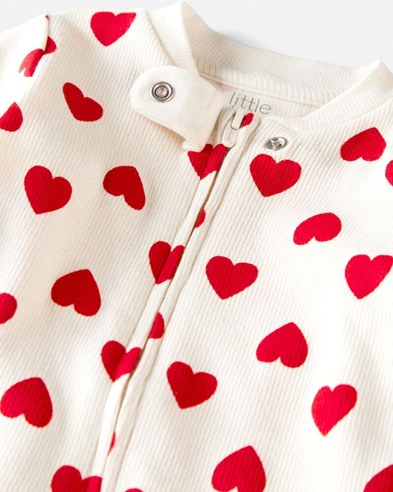 Baby Organic Cotton Sleep & Play Pajamas in Hearts, image 2 of 4 slides