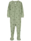 Green - Toddler 1-Piece Palm Tree Thermal Footie Pajamas