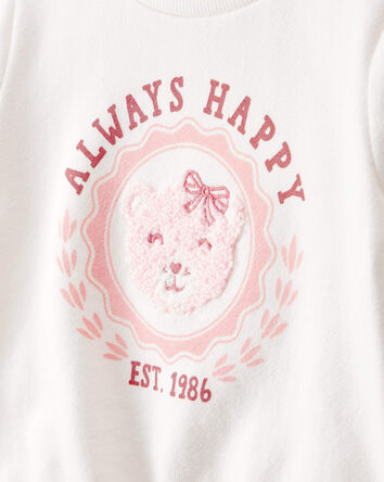 Baby Girl Bear Short-Sleeve Fashion Top - White, 