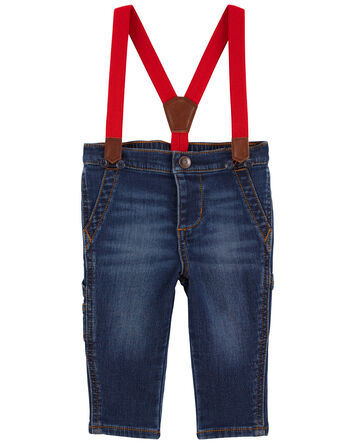 Baby Knit Denim Suspender Jeans, 