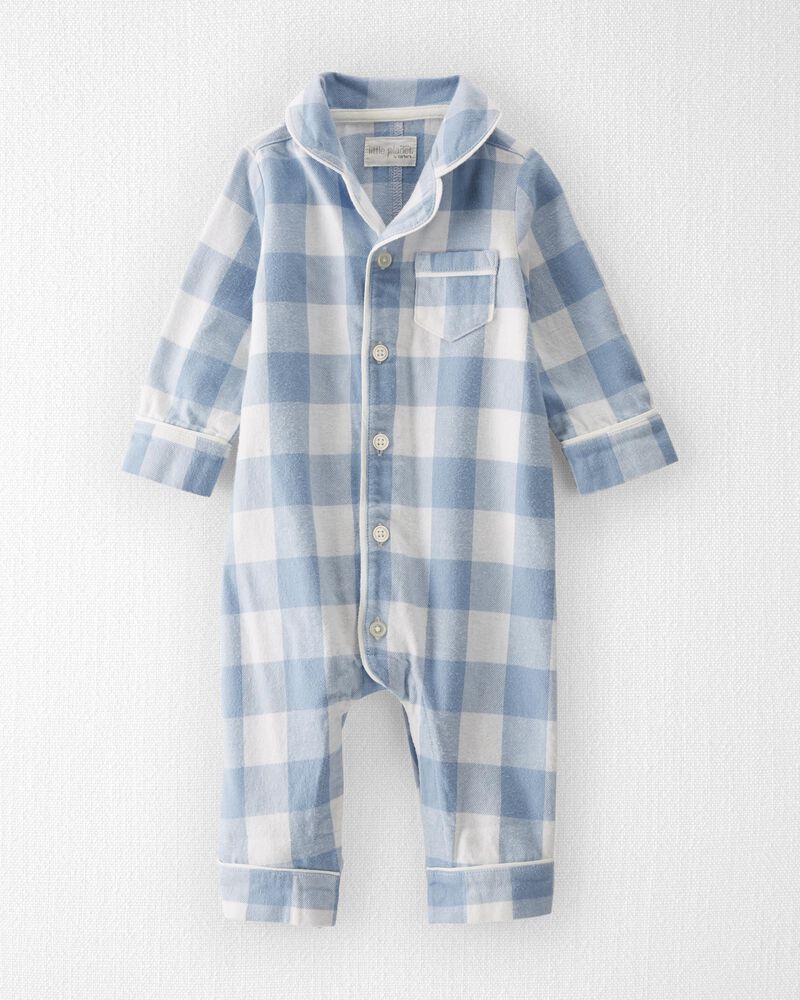 Baby 1-Piece Organic Cotton Coat Style Pajamas, image 1 of 4 slides