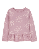 Kid Floral Long-Sleeve Peplum Jersey Tee, image 1 of 3 slides