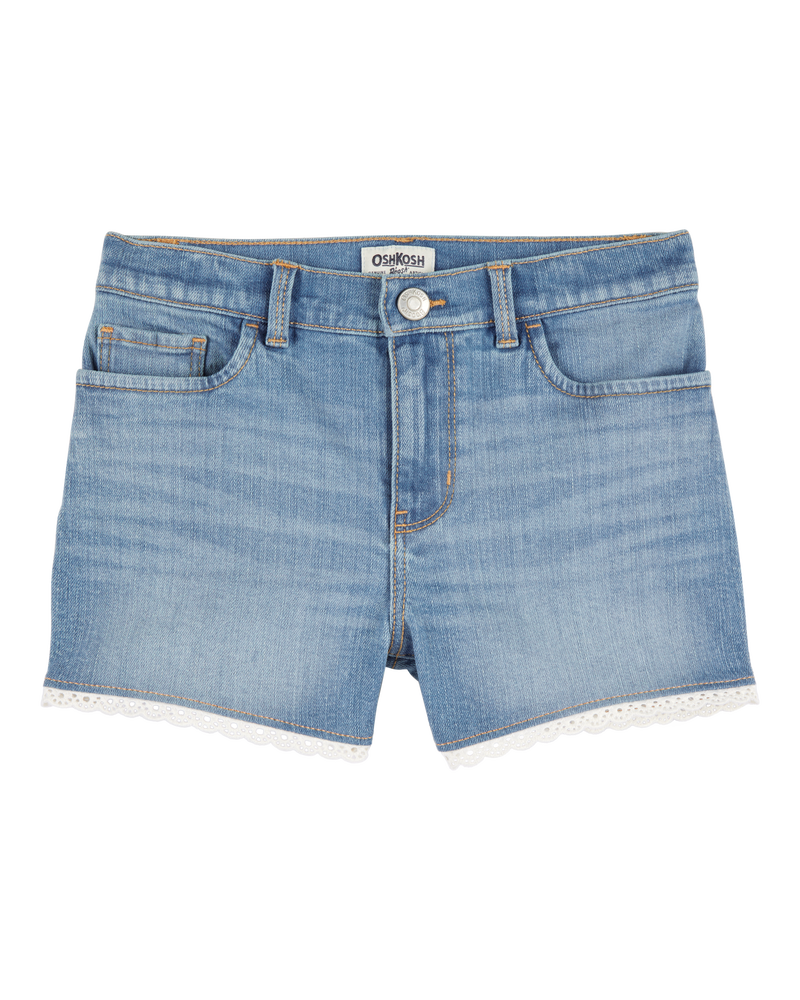 Kid Eyelet Hem Iconic Denim Short - Brit Wash, image 1 of 5 slides