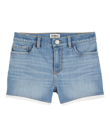 Kid Eyelet Hem Iconic Denim Short - Brit Wash, 