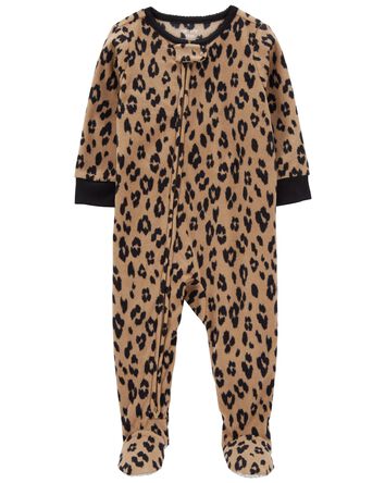 Toddler 1-Piece Leopard Fleece Footie Pajamas, 