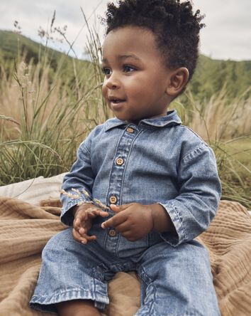 Baby Organic Cotton Chambray Jumpsuit, 