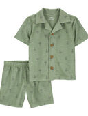 Green - Toddler 2-Pack Palm Tree Coat-Style Loose Fit Pajamas